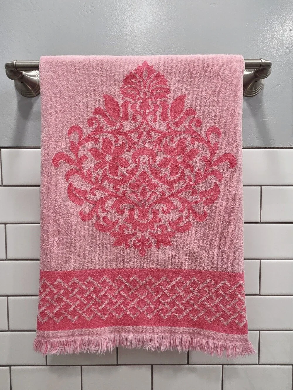 Vintage St. Marys Two Toned Pink Bath Towel